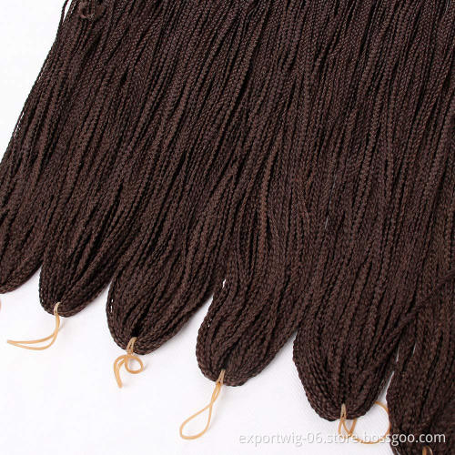 Wholesale Straight Zizi Box Crochet Hair Long And Thin Box Braiding Hair Solid Color Synthetic Fiber Black Gray Brown Purple